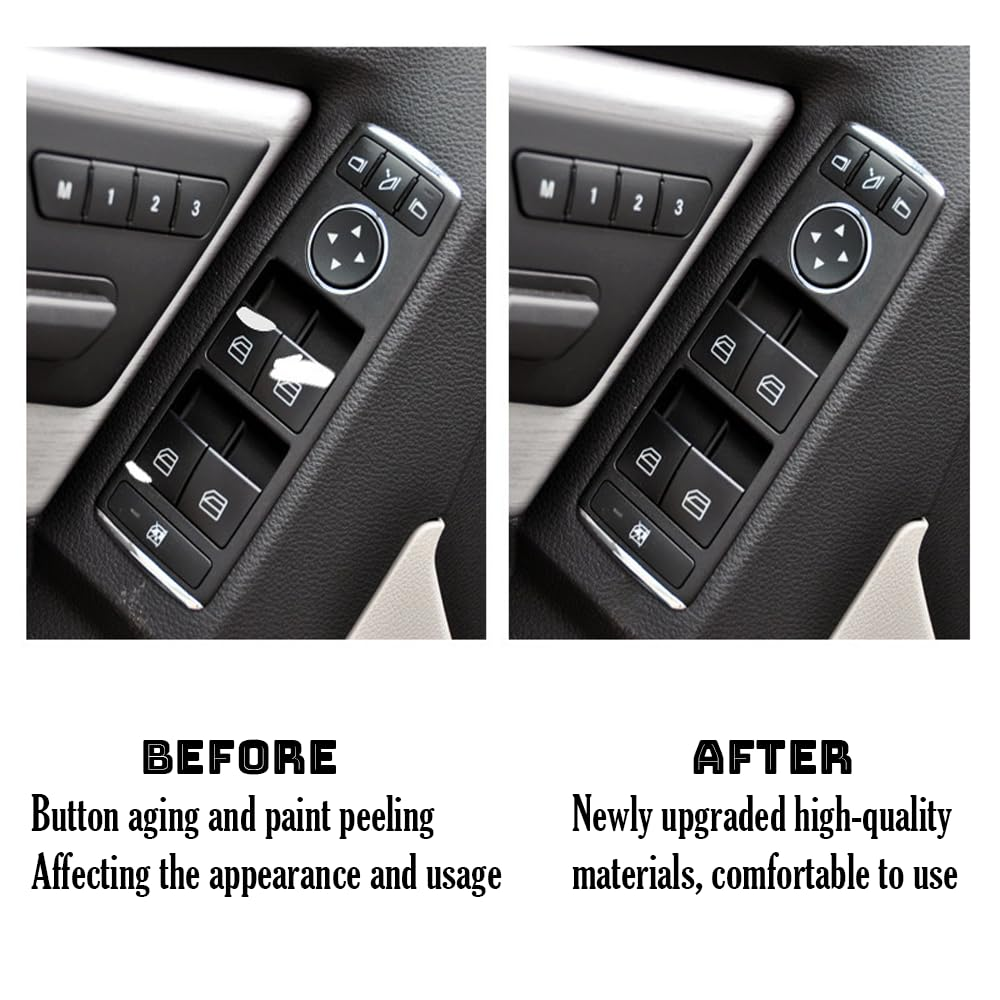 14 Pcs Window Glass Lift Button Trim Cover Interior Door Power Window Switch Button Cover Fit for Mercedes Benz a (W176) / B(W246) / C(W204) / E(W212) / GL/ML/CLA/GLA/GLE/GLK Class (Black) - Black image number 2
