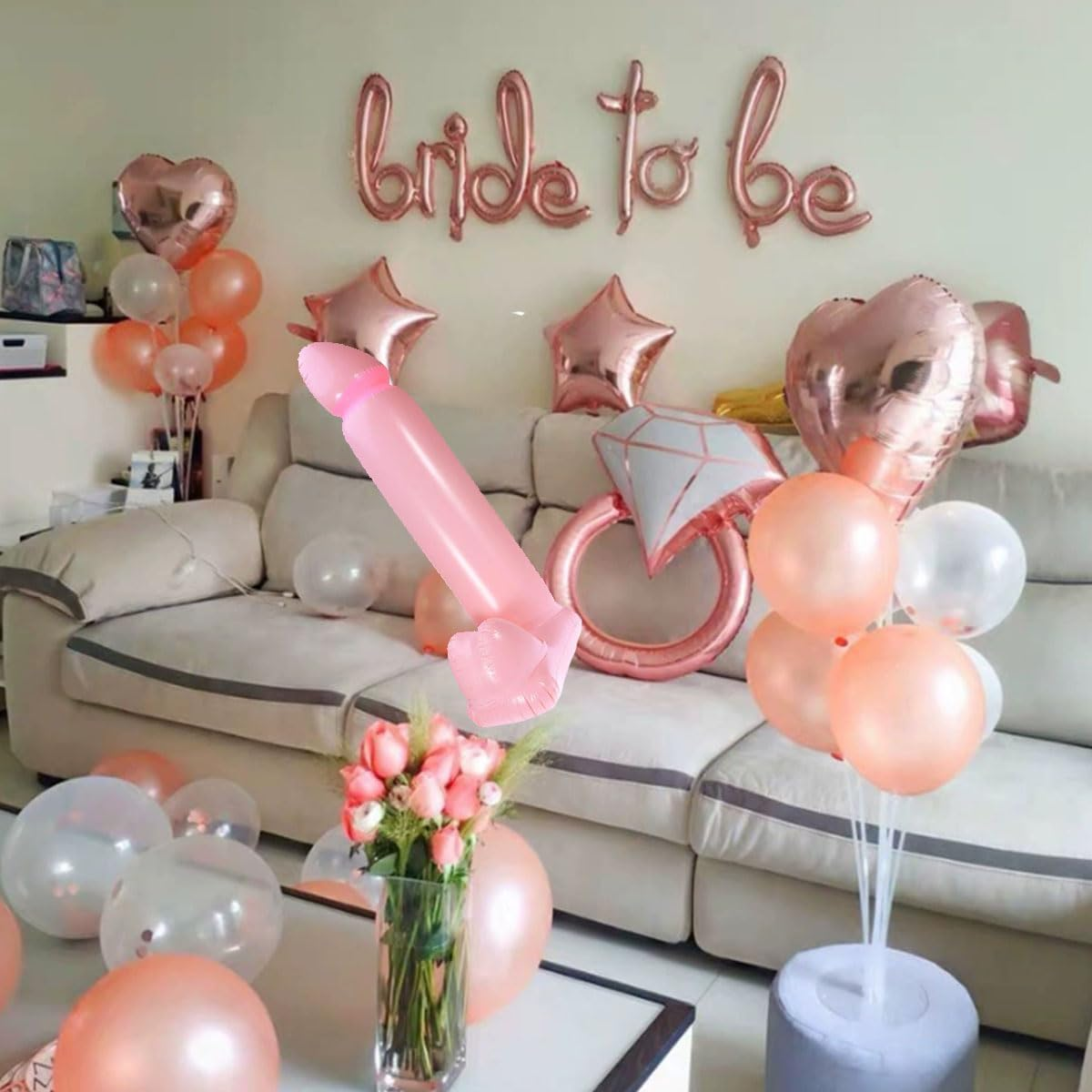 1 PCS Prank 90Cm Large Bachelorette Party Balloon Inflatable Hen Game Toy Bridal Decorations Shower Inflatable Balloon Photo Prop Supplies Decoration Tool Wedding Set Y4 - Y27 image number 2