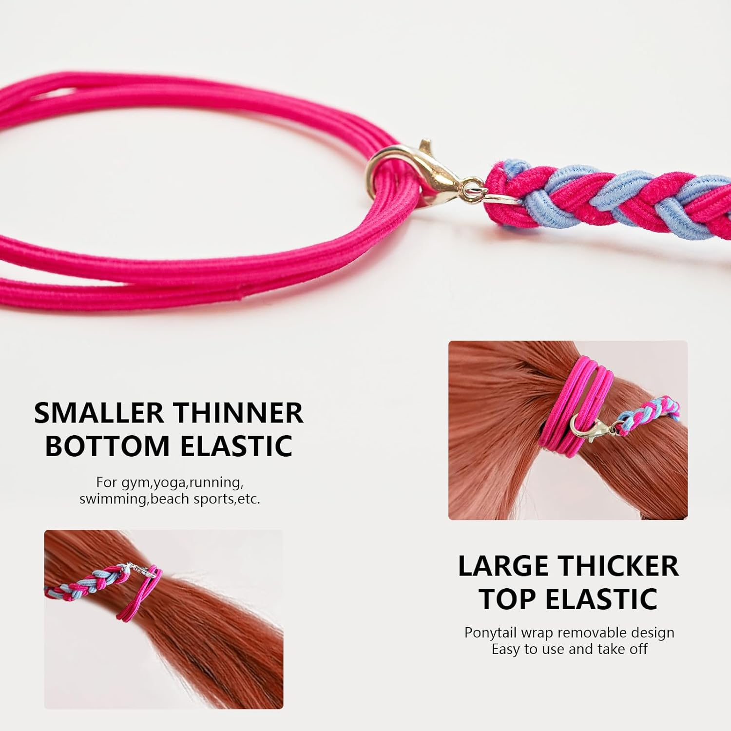 3 Pcs 25" Spiral Braided Hair Ties for Sports,No Damage, Non-Slip Elastic Ponytail Holders for Women Girls,Riptie Hair Bands for Gym, Yoga,Beach Activities(Mix Color) image number 1