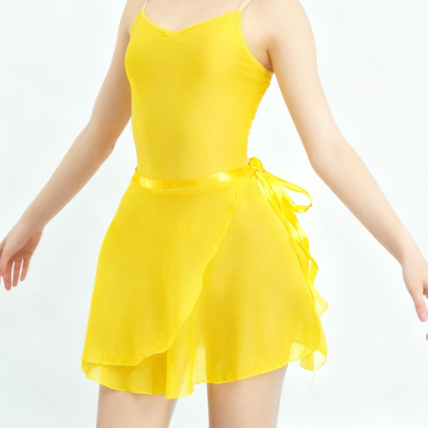 Wuchieal Lady'S Sheer Wrap Skirt Ballet Skirt Ballet Dance Dancewear - Hot Red image number 6