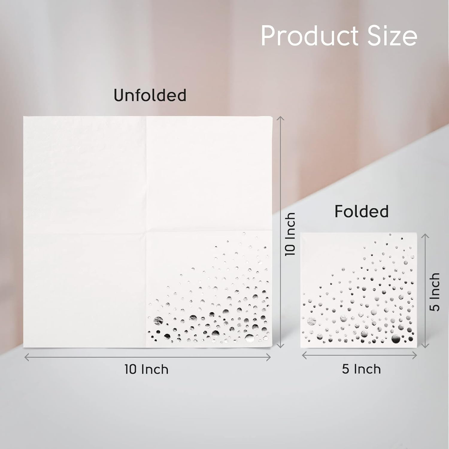 Stylish Silver Cocktail Napkins, 100 White and Silver Napkins, Disposable 5X5 Inch Silver Party Napkins, Wedding Napkins, Silver Paper Napkins, Wedding Cocktail Napkins, Silver and White Napkins