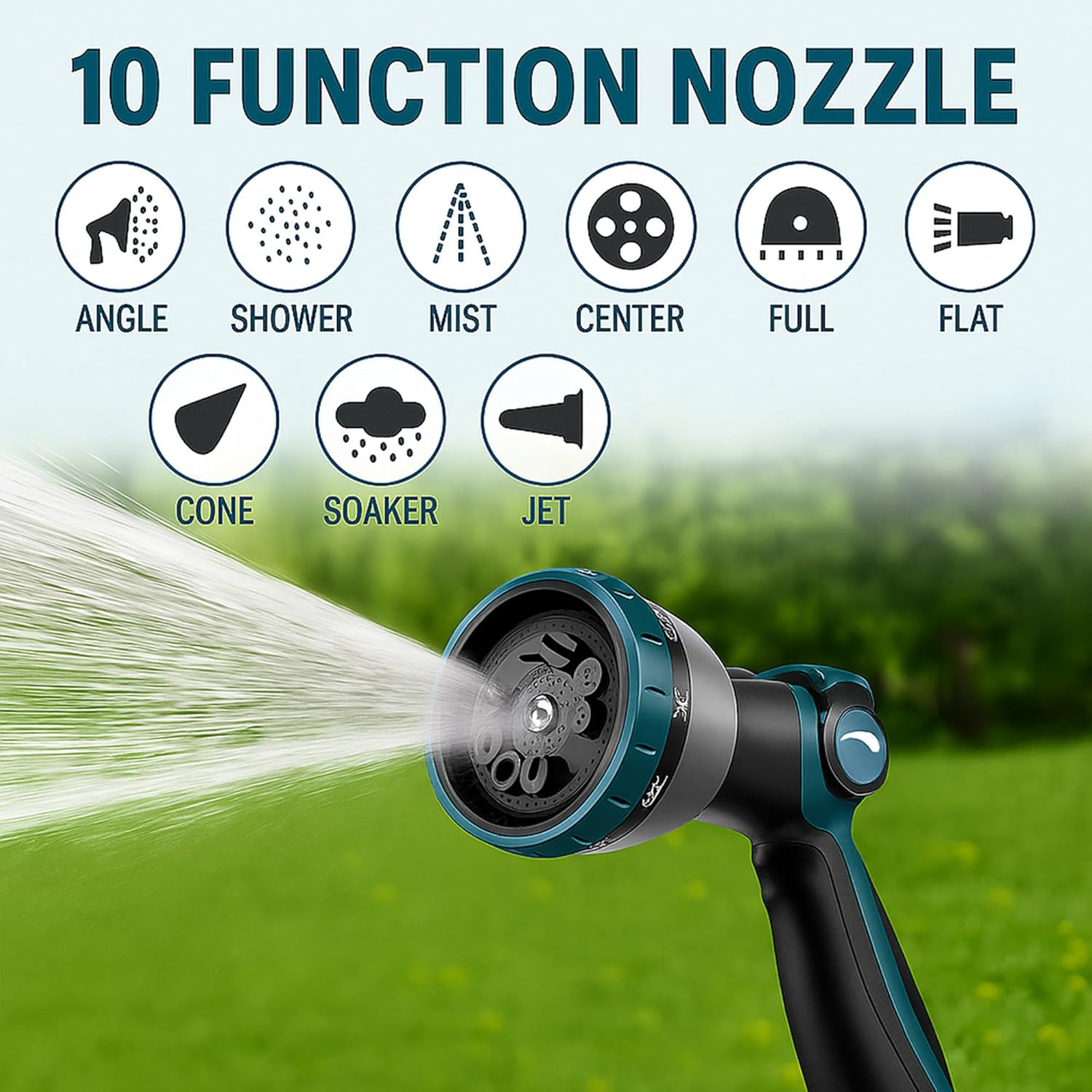 Expandable Garden Hose with 10-Pattern Spray Nozzle & Foam Bottle, Kink-Free Flexible Water Hose, Retractable Water Hose High Pressure with Holder & Quick Connector for Car Wash & Lawn Watering image number 2