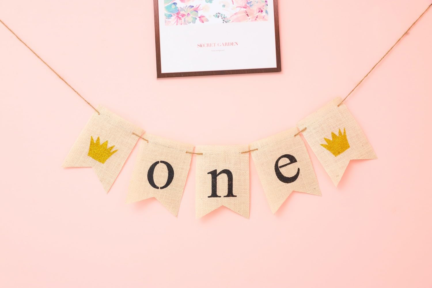 LOVENJOY 1St Birthday Decorations Rustic Burlap Banner for Baby Boy Girl One Year Old Celebration Handmade, Pre-Strung,Crown image number 3