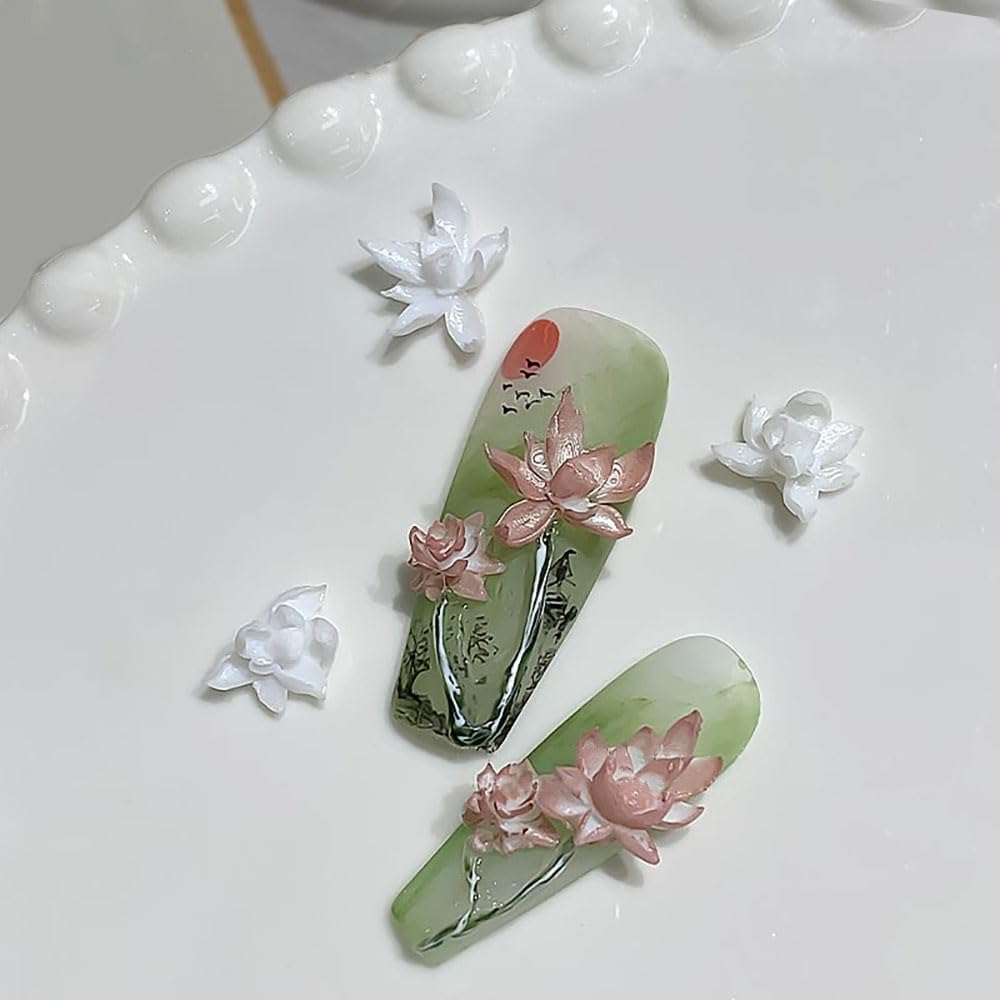 3D Lotus Flower Nail Design Silicone Mould Epoxy Resin Shapes Lotus Flower Carving Nail Stamp Silicone Mould Flowers Floral Lotus Leaf Nail Decoration Nail Design Nail Art Mould Silicone Moulds Nail image number 1