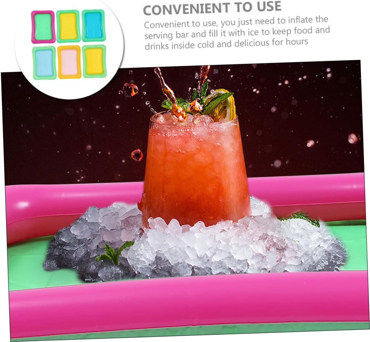6Pcs Inflatable Ice Serving Bars Pool Party Supply Floating Tray for Beverage Storage for Swimming Pool Drink Holder Random Color image number 3
