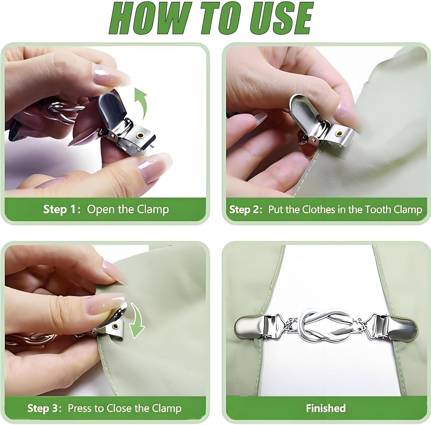 MYTOAU 4PCS Cinch Clip,Sweater Collar Clips Cardigan Vintage Collar Shawl Clips Dress Clips Dress Shirt Brooch Clips Pant Waist Tightener Travel Hat Clips Sweater Clipsfor Women Girl Decor image number 6