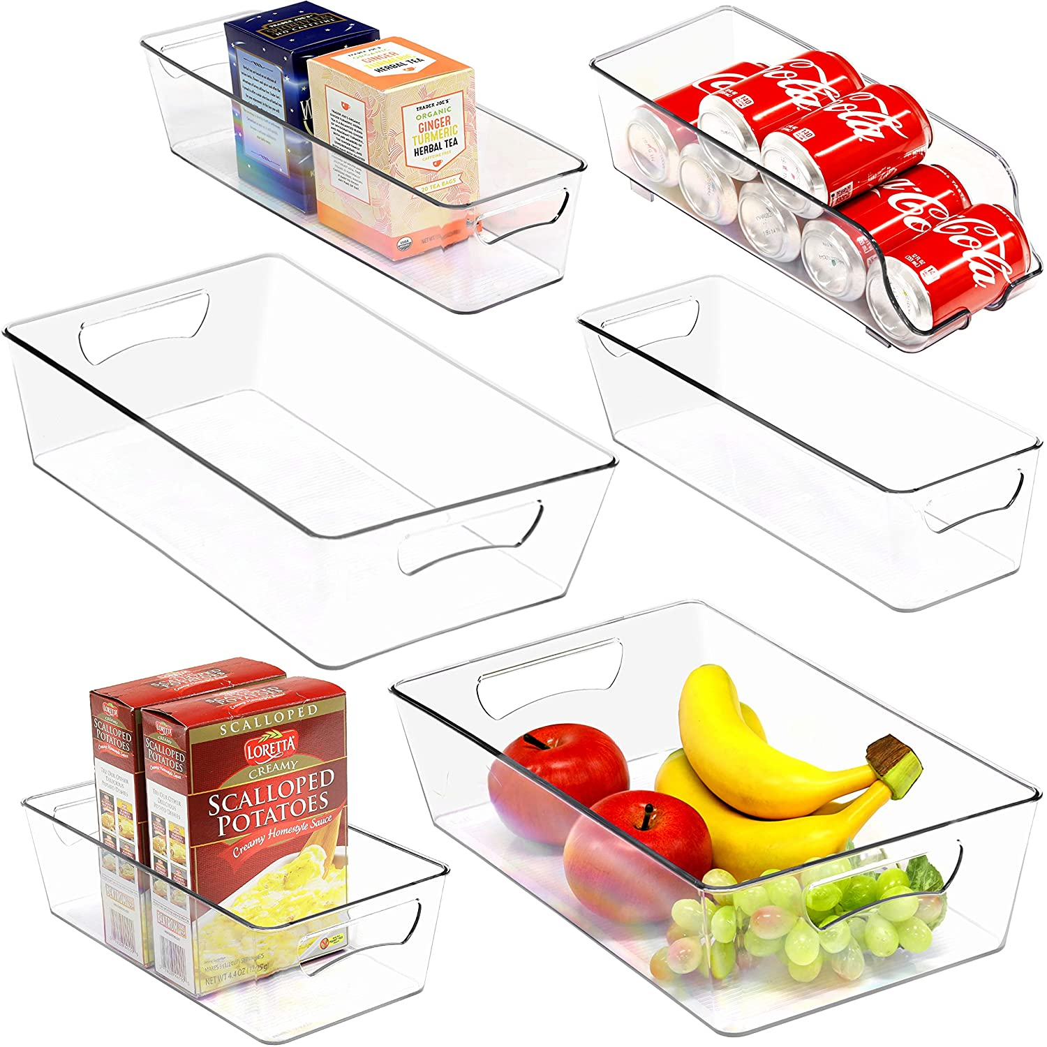 Simple Houseware 8 Pack Variety Clear Fridge Organiser Pantry Storage Containers (4 Medium, 4 Large) image number 1