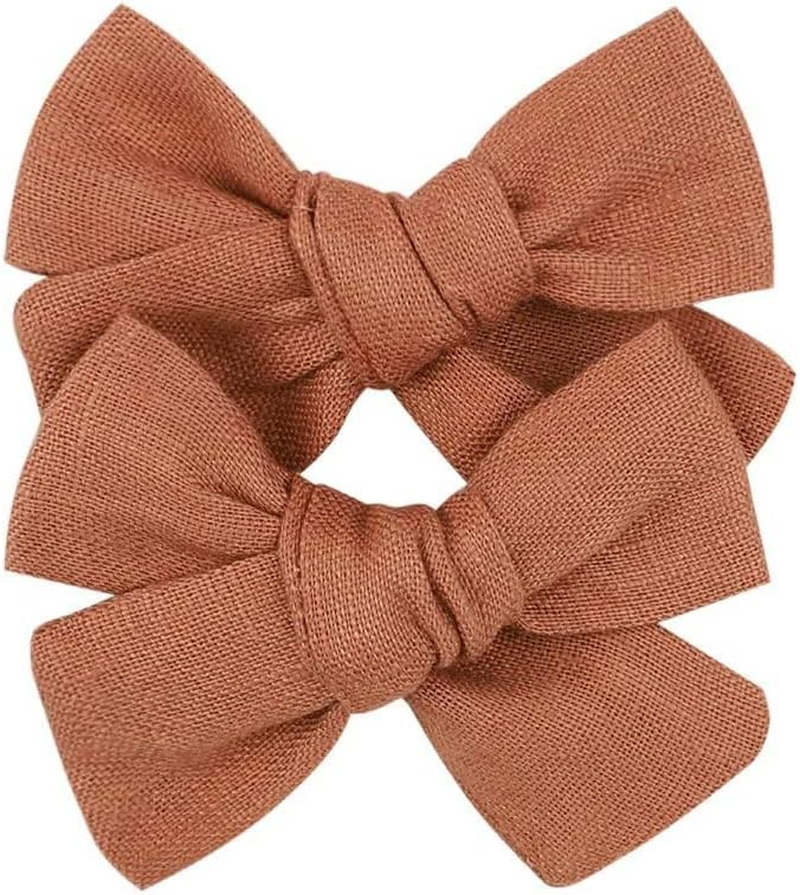 3.2'' Girls Rufous Linen Hair Bows Clips - Alligator Clips Hair Accessories for Little Girls, Toddlers, Kids, and Teens - Grey image number 6