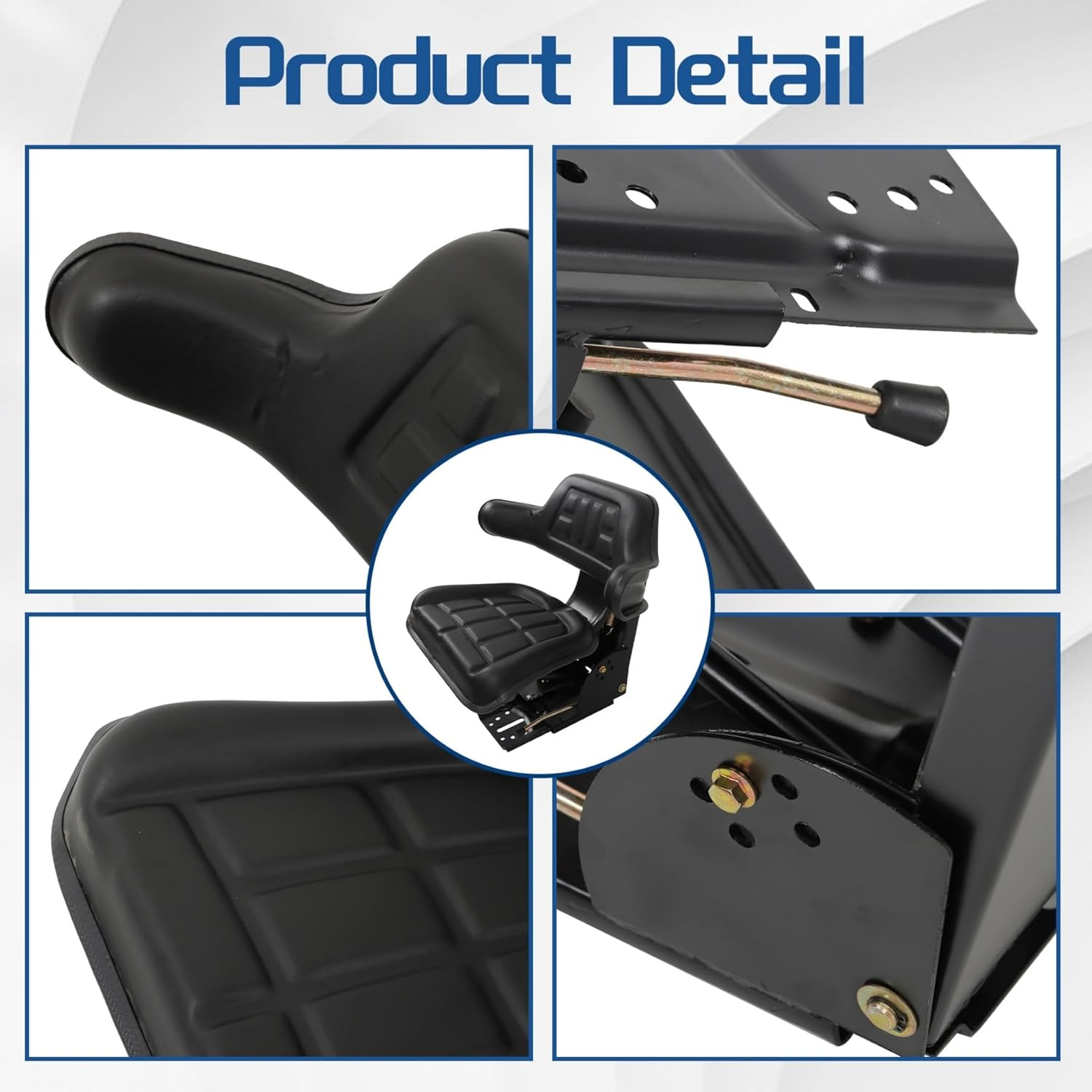 WFLNHB Tractor Cushioned Seat Black with Integrated Armrest Replacement for New Holland 3000 3010 3300 3330 3400 3600 3610 3900 3930 3910 4000 4100 4110 4330 4600 4610 5000 5100 5600 5610 5900 591 image number 3