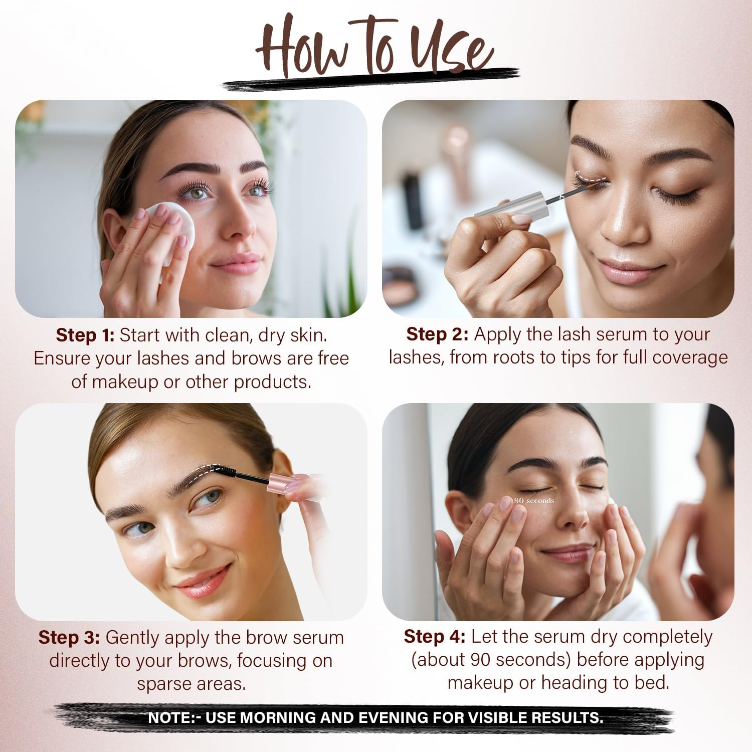 Herbishh Eyelash & Eyebrow Enhancing Serum Combo &ndash; Complete Eye Care Growth Formula for Fuller Lashes & Brows, Safe for Lash Extensions, Growth Serum, Fragrance-Free, 0.135 Fl. Oz Each image number 5