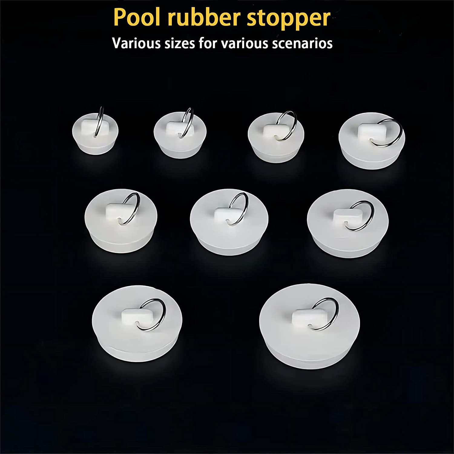 Rubber Sink Plug, Drain Stopper White,Hanging Ring for Bathtub Kitchen and Bathroom 2Pcs (53-55.5Mm) image number 4
