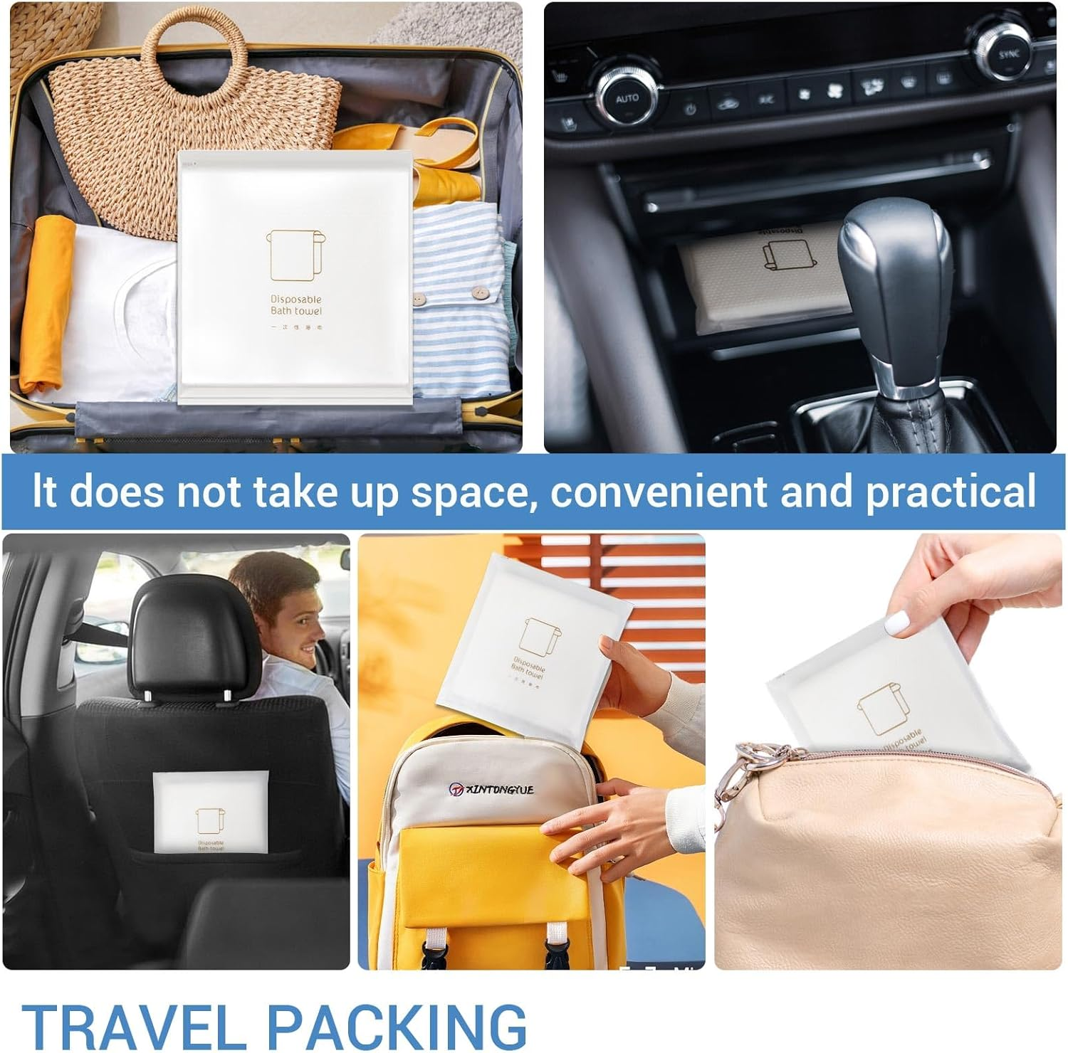 DAWNTREES 10 Pack Disposable Bath Towels, 70X140Cm Large Hair Towels Disposable Spa Towels for Bathroom, Absorbent & Quick Dry, White (10) image number 5