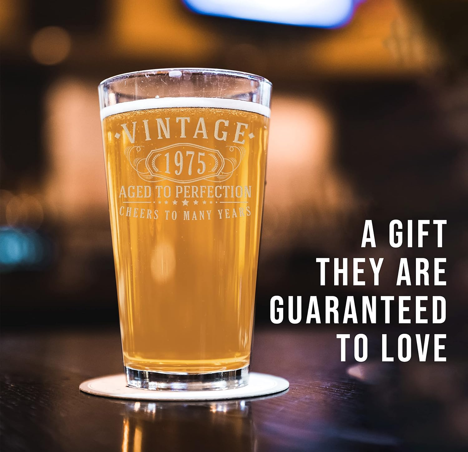 Vintage 1975 Etched 16Oz Pint Beer Glass - 50Th Birthday Gifts for Men - Cheers to 50 Years Old - 50Th Birthday Decorations for Him - Best Engraved Beer Gift Ideas for Men - Dad Grandpa 2.0 image number 1