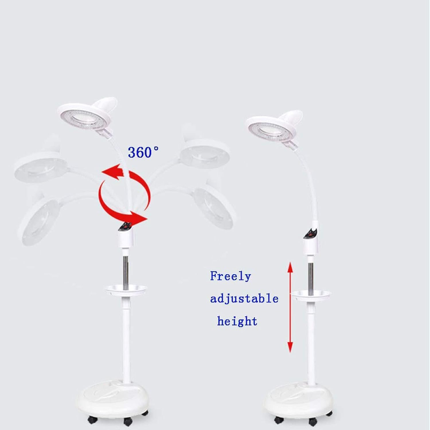 Led Floor Standing Magnifying Lamp, Floor Cold Light Magnifier, Stand Lamp Glass Adjustable Rolling Diopter Salon Spa Beauty Makeup Skincare Nail Tattoo Light Magnifying Tool XXZ image number 3