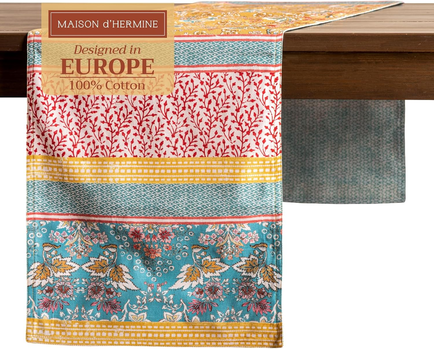 Maison D'Hermine Table Runner 100% Cotton Double Layer Table Runners 72 Inches Long Decorative for Home Kitchen Dining Party Baby Shower Wedding Bridal Shower Spring Summer (Marquise, 14.50" X 72") image number 5