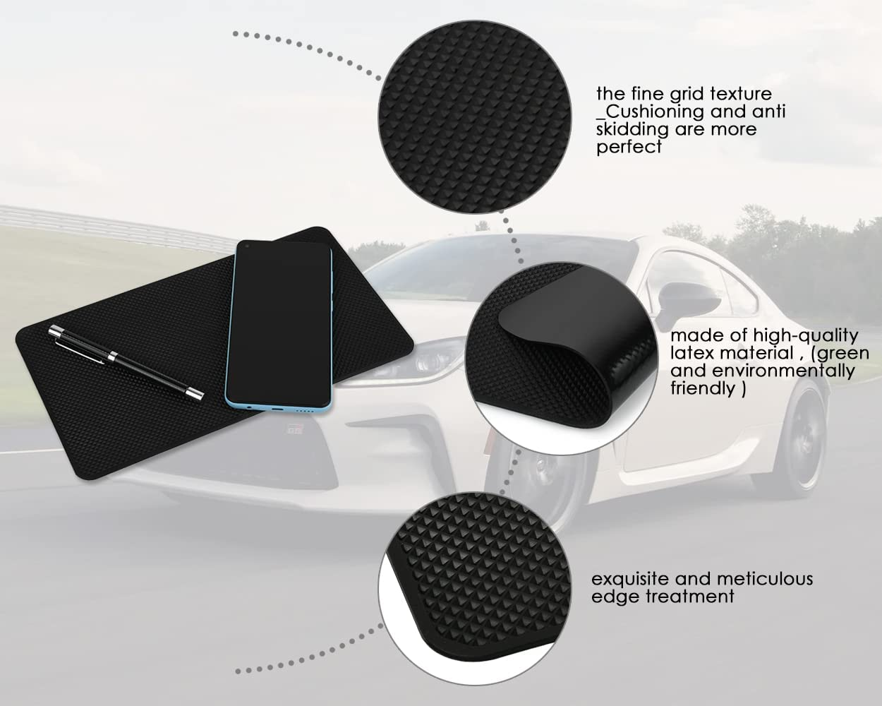 DS. DISTINCTIVE STYLE Extra Large 26 X 15Cm Magic Anti-Slip Non-Slip Mat Car Dashboard Sticky Pad Adhesive Mat for Cell Phone, CD, Electronic Devices, Iphone, Ipod, MP3, MP4, GPS - Black image number 4