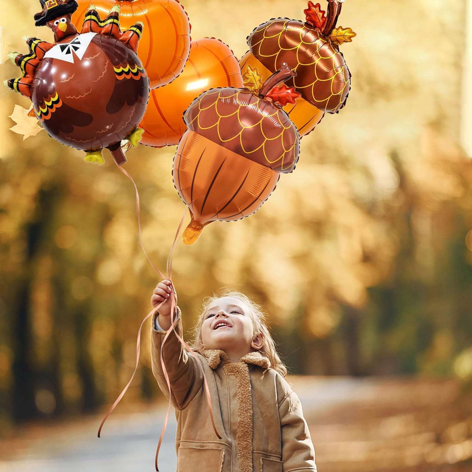 Happy Thanksgiving Balloons - Big Turkey Maple Leaves Pumpkin Balloons for Fall Decorations (Turkey Pack-27Pcs)