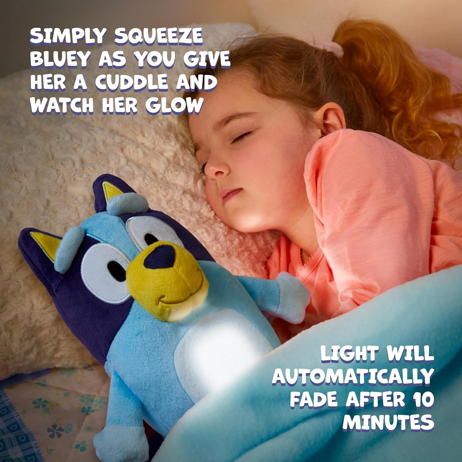 Goglow Bluey Bedtime Goglow Pal Official Bluey Cuddly Soft Toy 2 in 1 Plush and LED Nightlight Sleep Aid Comforter with Automatic 10 Minute Shut off Multicolor 14337.AF0.0000 image number 6