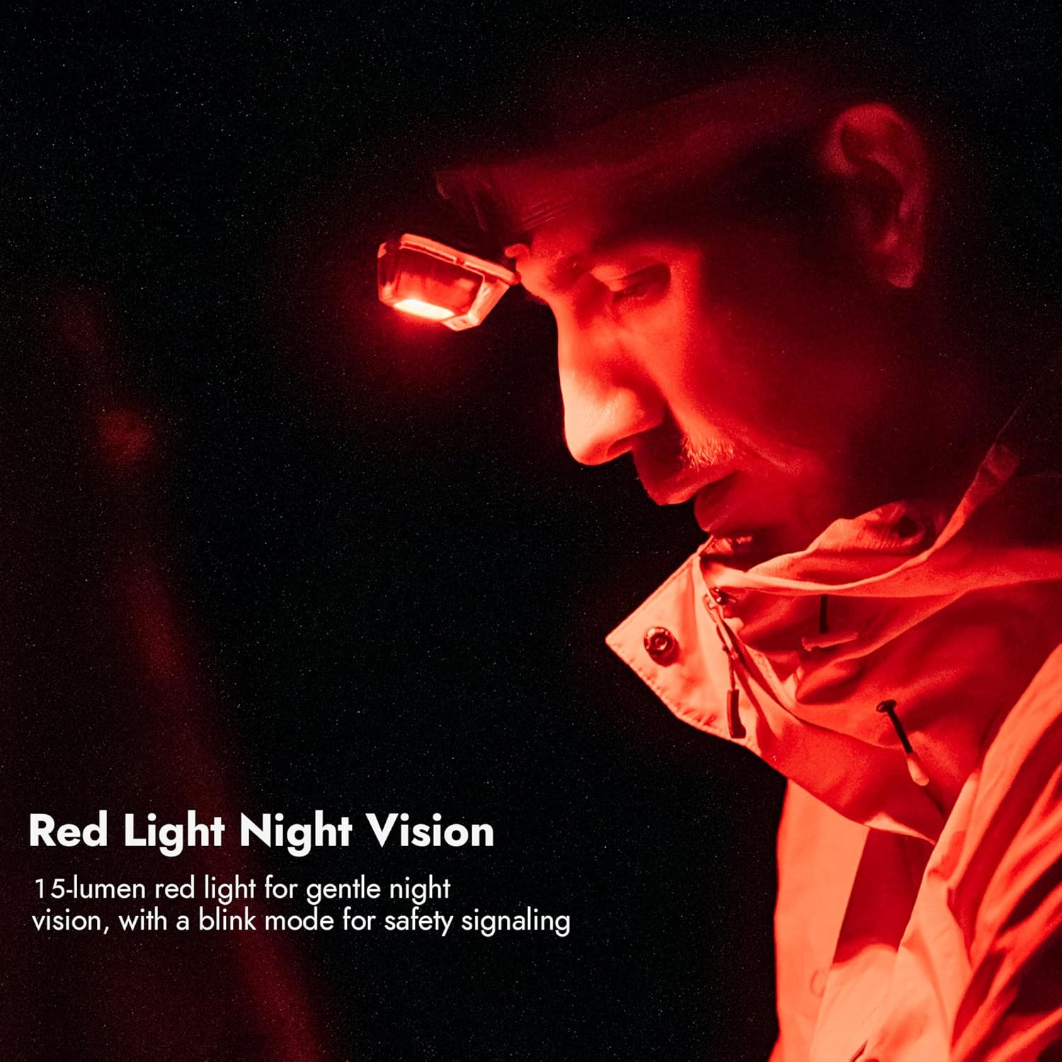 WUBEN H4 LED Head Torch Rechargeable, 800 Lumens Super Bright Headlamp, IP68 Waterproof Headlamp with Motion Sensor, Headtorch 10 Modes with Red Light, Headlight for Running, Camping Gear& Hiking Gear - White image number 7