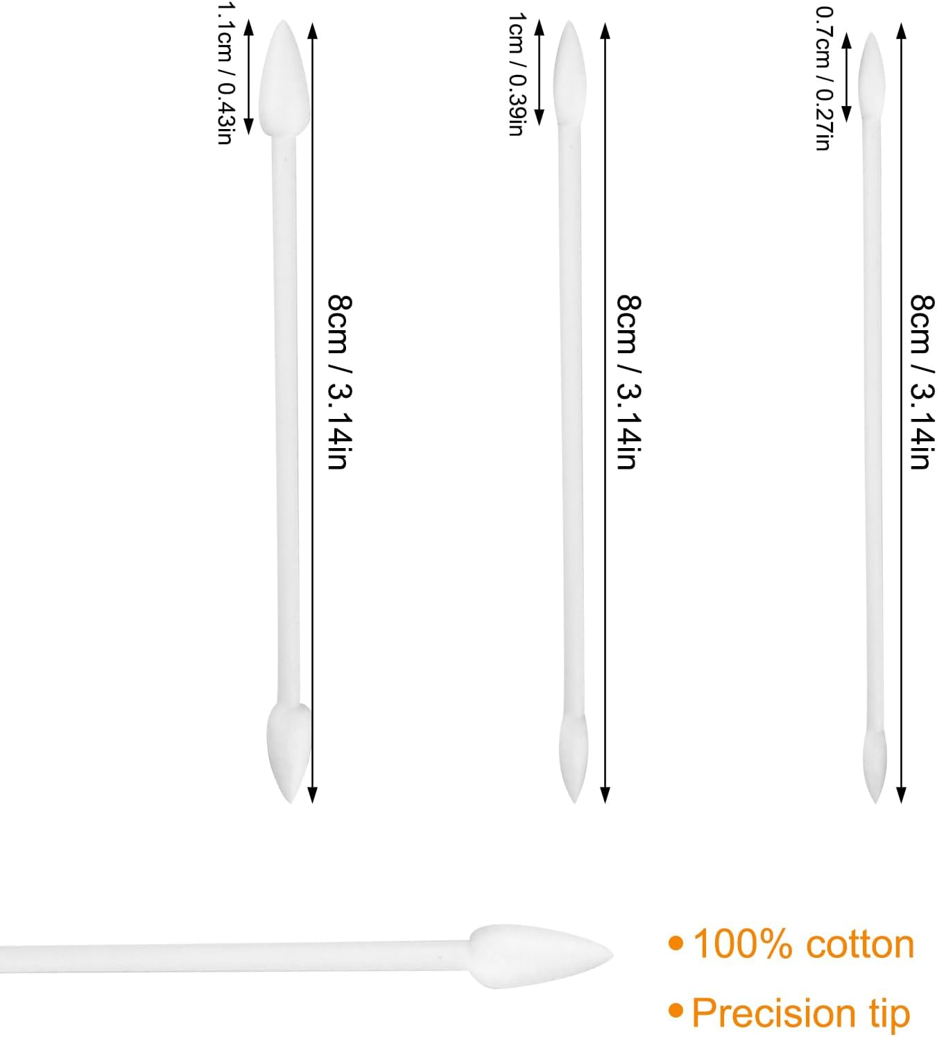 Pack of 150 Cleaning Swabs with Double Tip, 3 Sizes Cleaning Cotton Buds, Pointed Cleaning Swabs with Paper Shaft, Small Multi-Purpose Cotton Buds, Microbrush Sticks, Cleaning Cotton Swabs image number 2