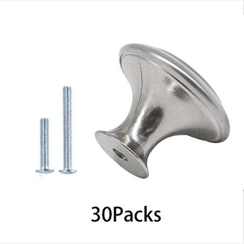 Round Brushed Nickel Cabinet Knob-30 Pack- Pull Hardware Handle,Drawer Knobs for Kitchen Cupboard Door, Bedroom Dresser Drawer, Bathroom Wardrobe Hardware image number 3