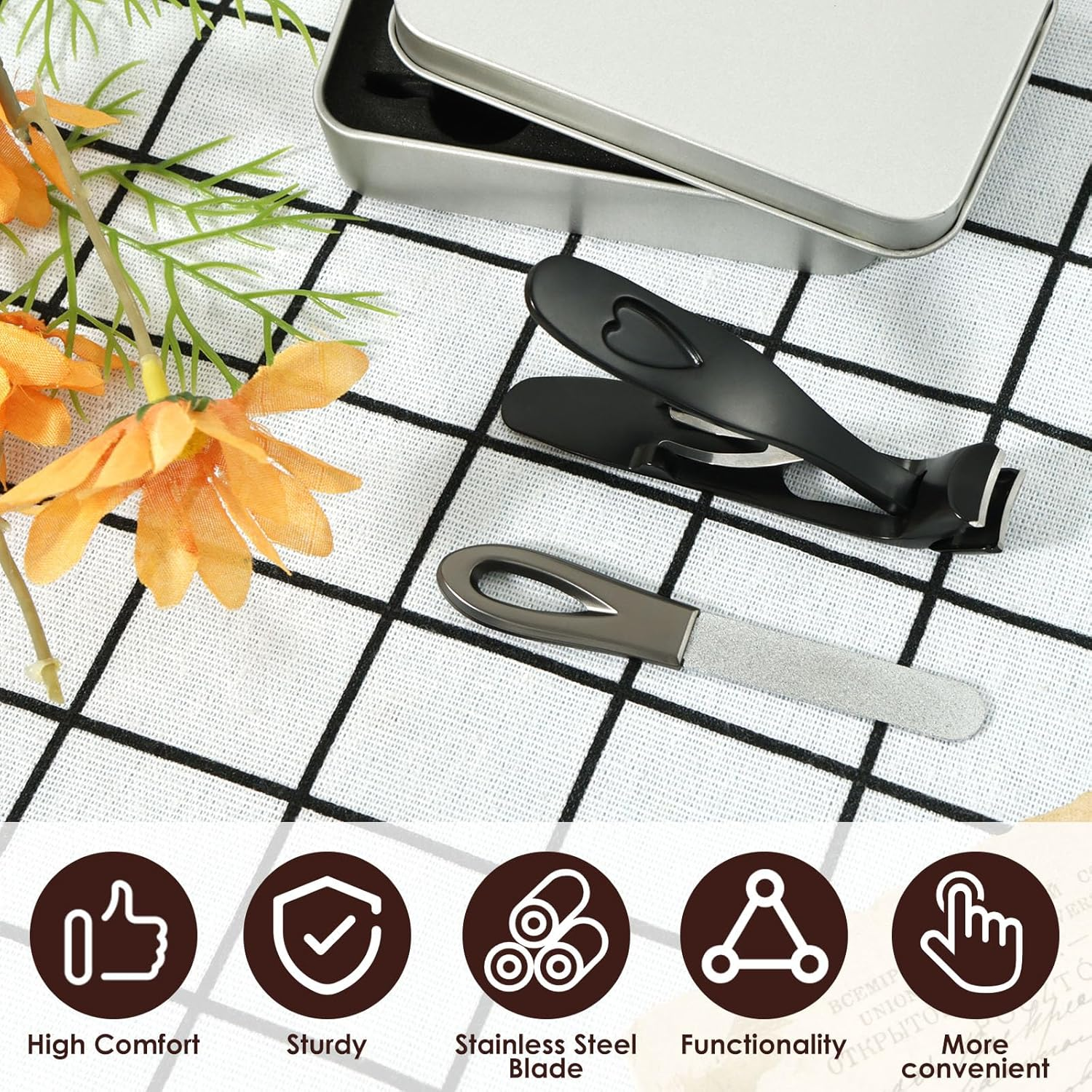 4 Pcs Nail Clipper Angled Head for Senior Ergonomic Toenail Trimmer for Thick Nails with Wide Jaw Opening Fingernail Clippers with Nail File for Men Women image number 1