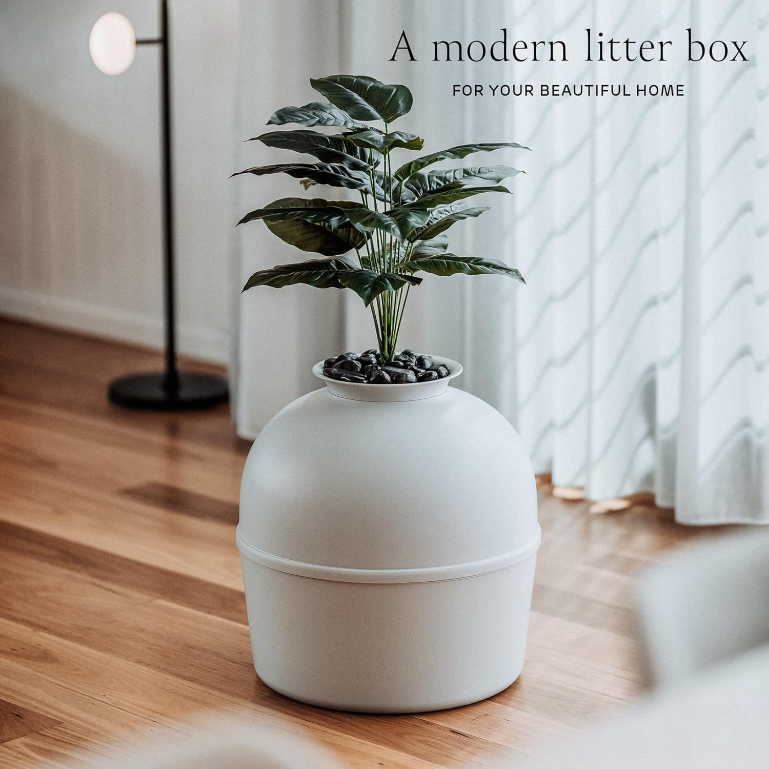 Secret Litter Box - Hidden Litter Box Enclosure with Odor Control - Perfect for Large Cats (Soft Grey) image number 2