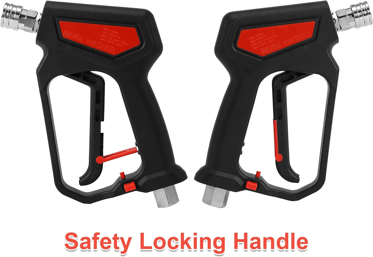 RIDGE WASHER Pressure Washer Gun 5000 PSI, 12 GPM, High Pressure Spray Gun with 1/4" Quick Connector, 3/8'' Quick Connect, M22-14Mm and M22-15Mm Fitting
