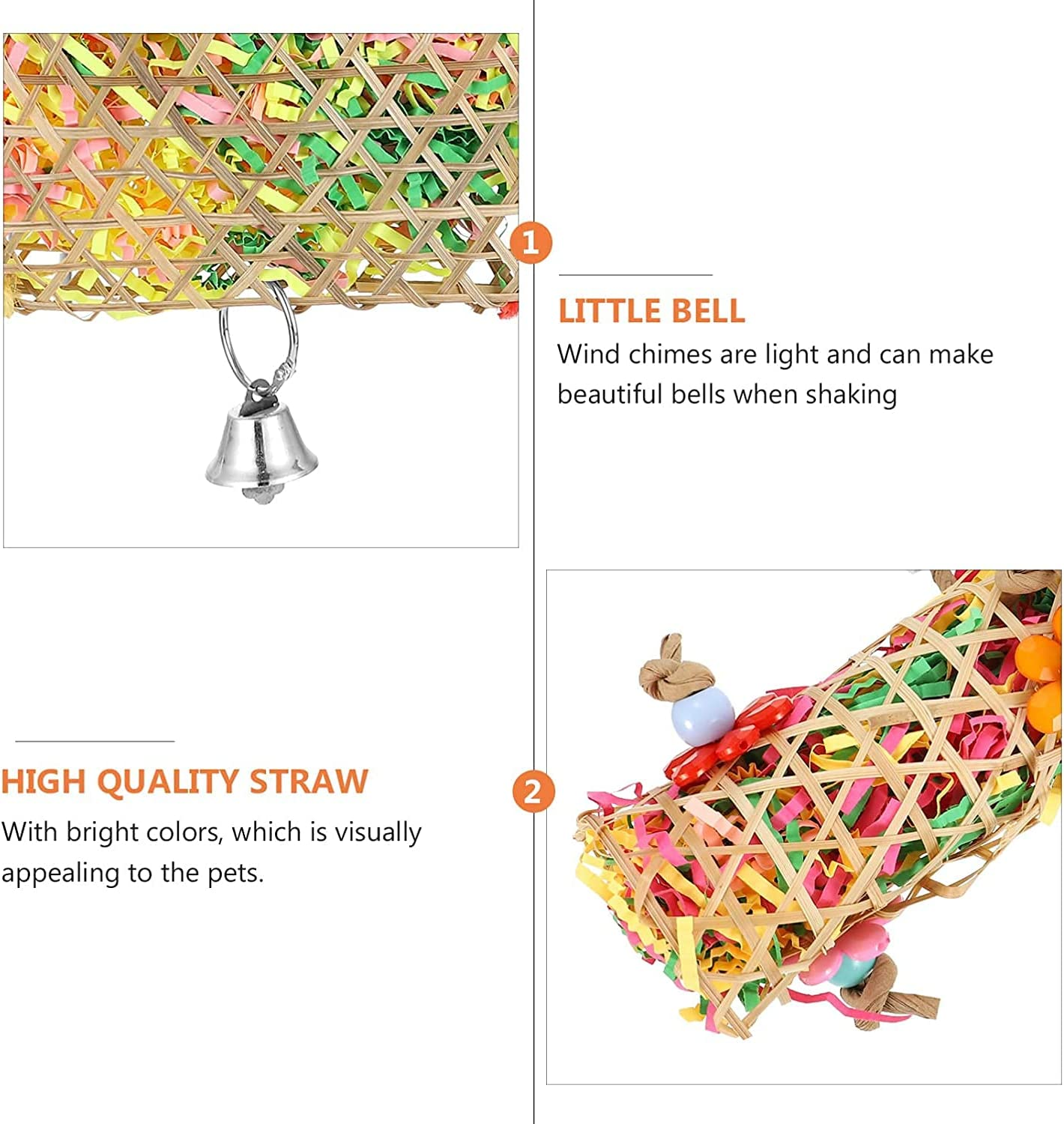 Bird Foraging Toy,3Pcs Bird Shredding Toys, Chewing Toys Parrot Cage Shredder Toy Rattan Cage Foraging Hanging Toyy for Parakeets Cockatiels Conures (Random Color) image number 6