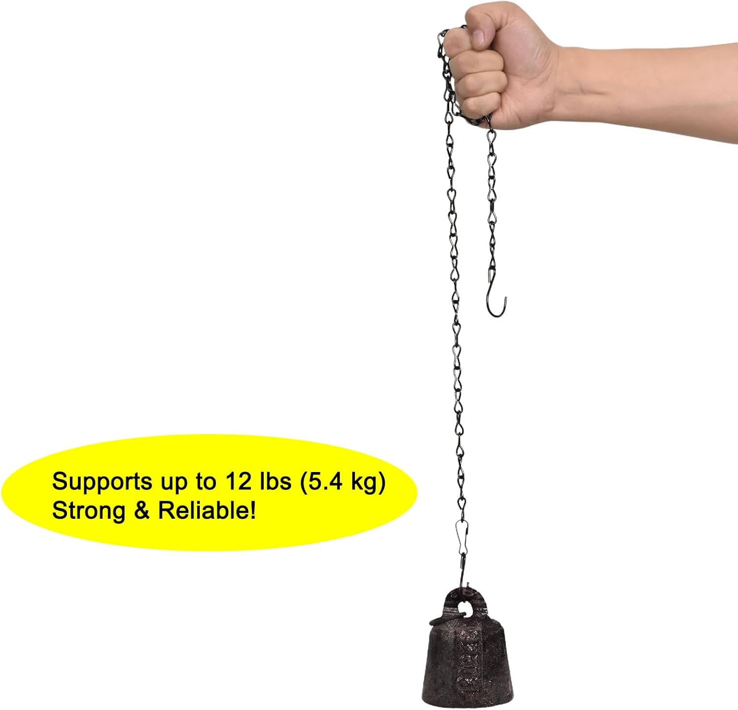 Chain for Hanging Plants,35 Inch Black Hanging Chain,Hanging Basket Chain Kits with Hooks for Bird Feeder Hanging Plant Extender Porch Wind Chime (Black, 35 Inch-2Pcs) image number 5