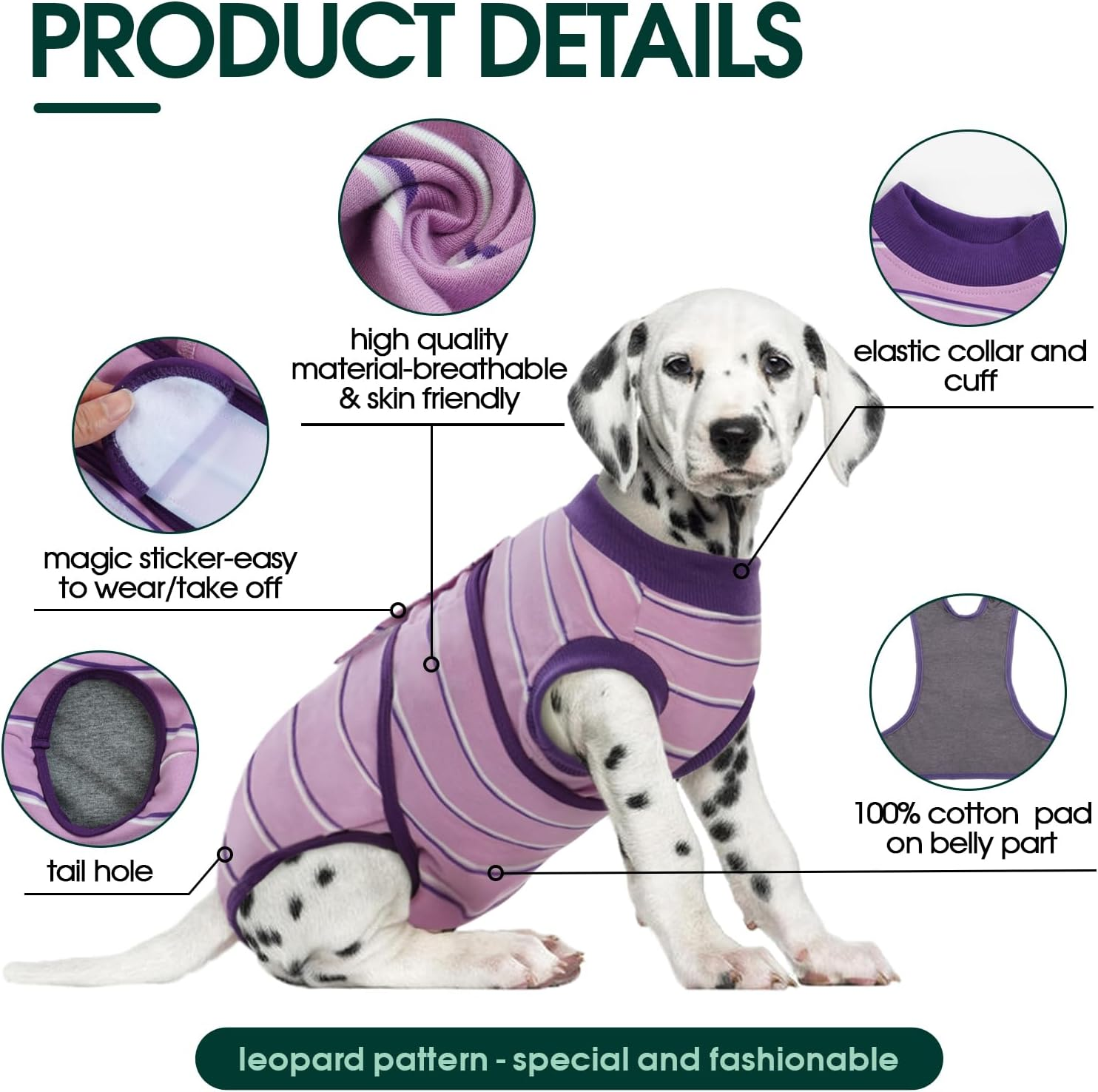 Kuoser Recovery Suit for after Surgery Male/Female Dogs, Pet Post-Operative Shirt Dog Abdominal Wounds Protector, Anti-Licking Puppy Medical Surgical Suit, Substitute E-Collar & Cone Purple,X-Large