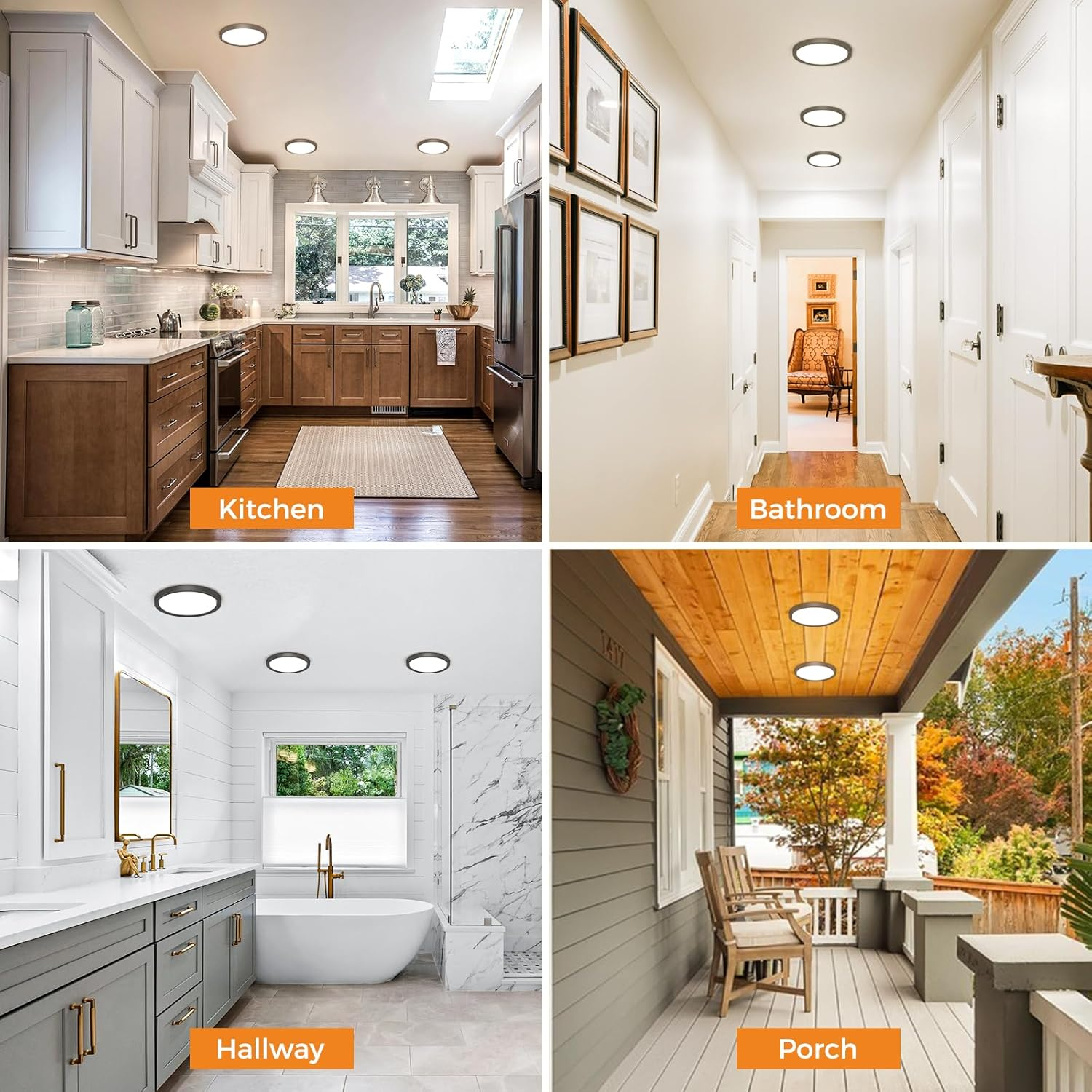 Slochi LED Ceiling Light, 3000K 4000K 6500K 3 Colours Ceiling Light, 15 W 1500 LM, Modern, Round, IP44 Waterproof Bathroom Ceiling Light for Kitchen, Bedroom, Hallway, Garage, Balcony, Black