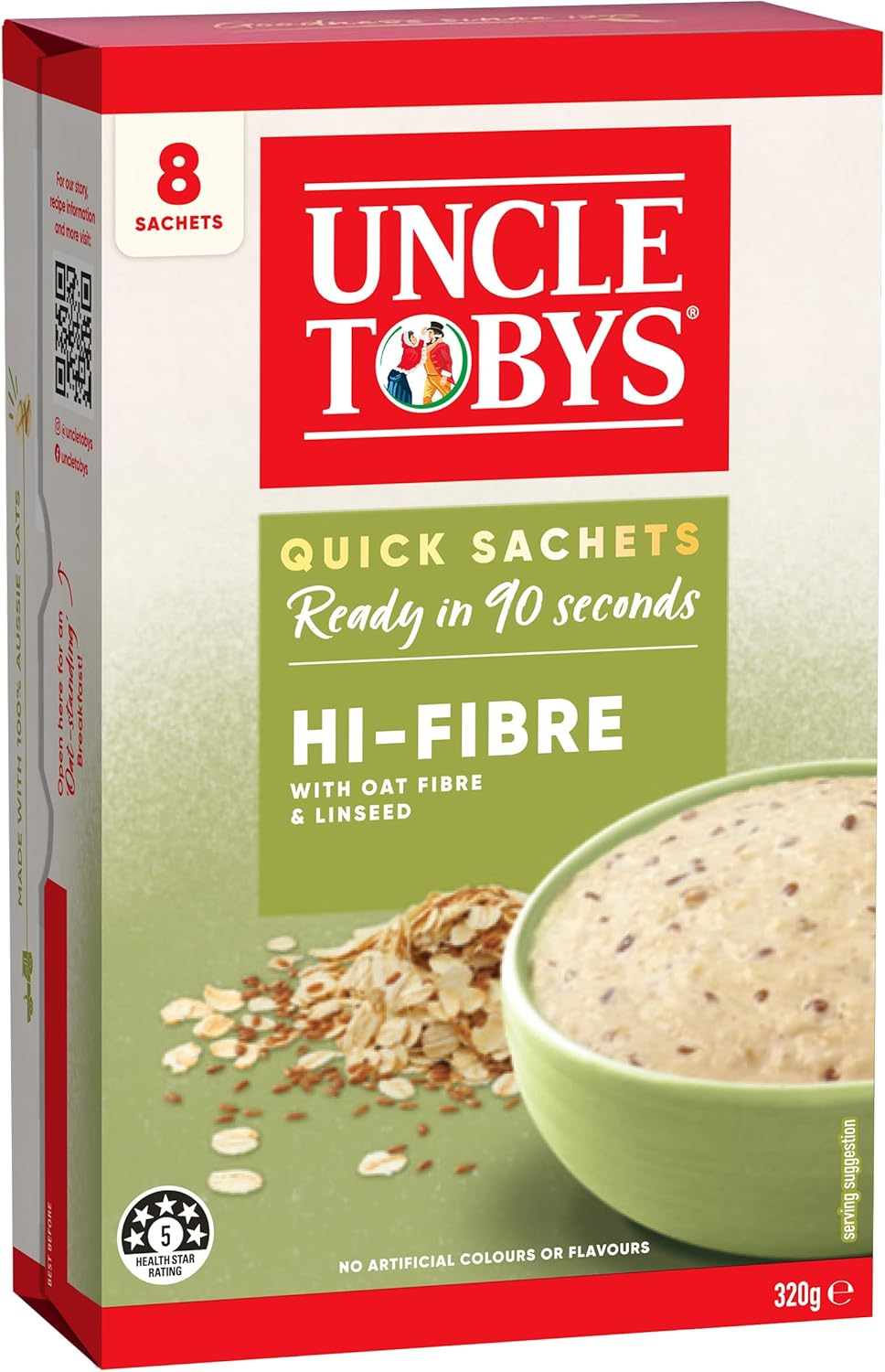 UNCLE TOBYS Oats Quick Sachets High Fibre, 8 Sachets image number 3