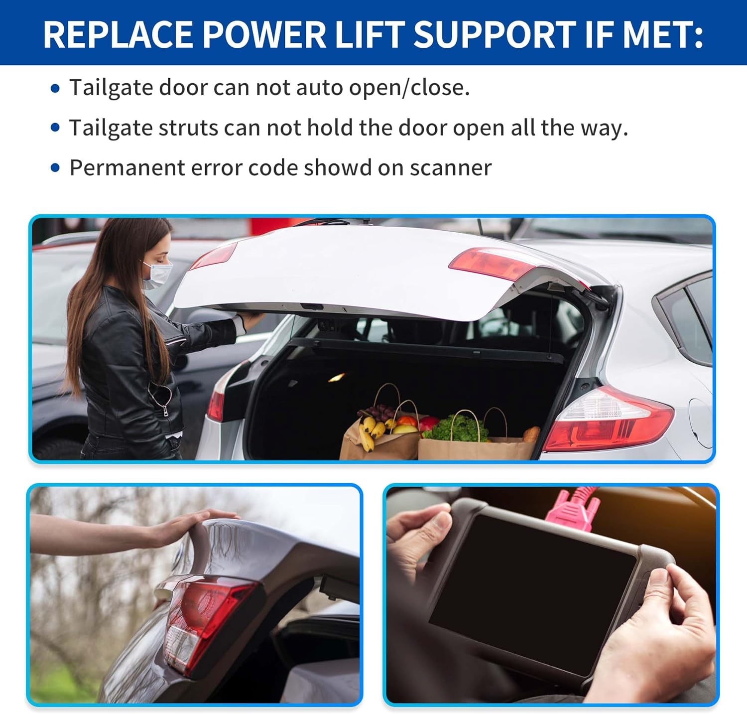 X AUTOHAUX Rear Left Tailgate Power Lift Support for Jeep Grand Cherokee WK2 2011-2022 Liftgate Power Hatch Shock Strut No.55399277Ad Electric Trunk Power Liftgate image number 4