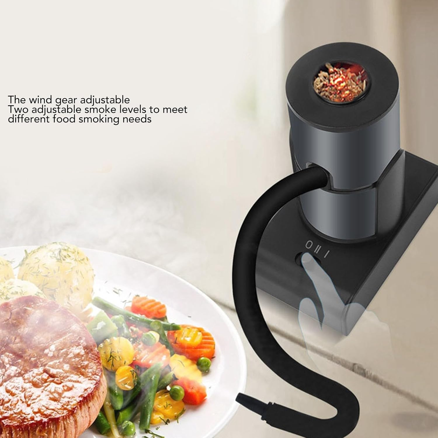 Smoking Gun, 2 Gear Adjustable Portable Handheld Cocktail Smoker Battery Powered Mini Food Smoker Infuser Kit with Nozzle Hose Brush Filter Mesh for Cocktails BBQ Cheese image number 2