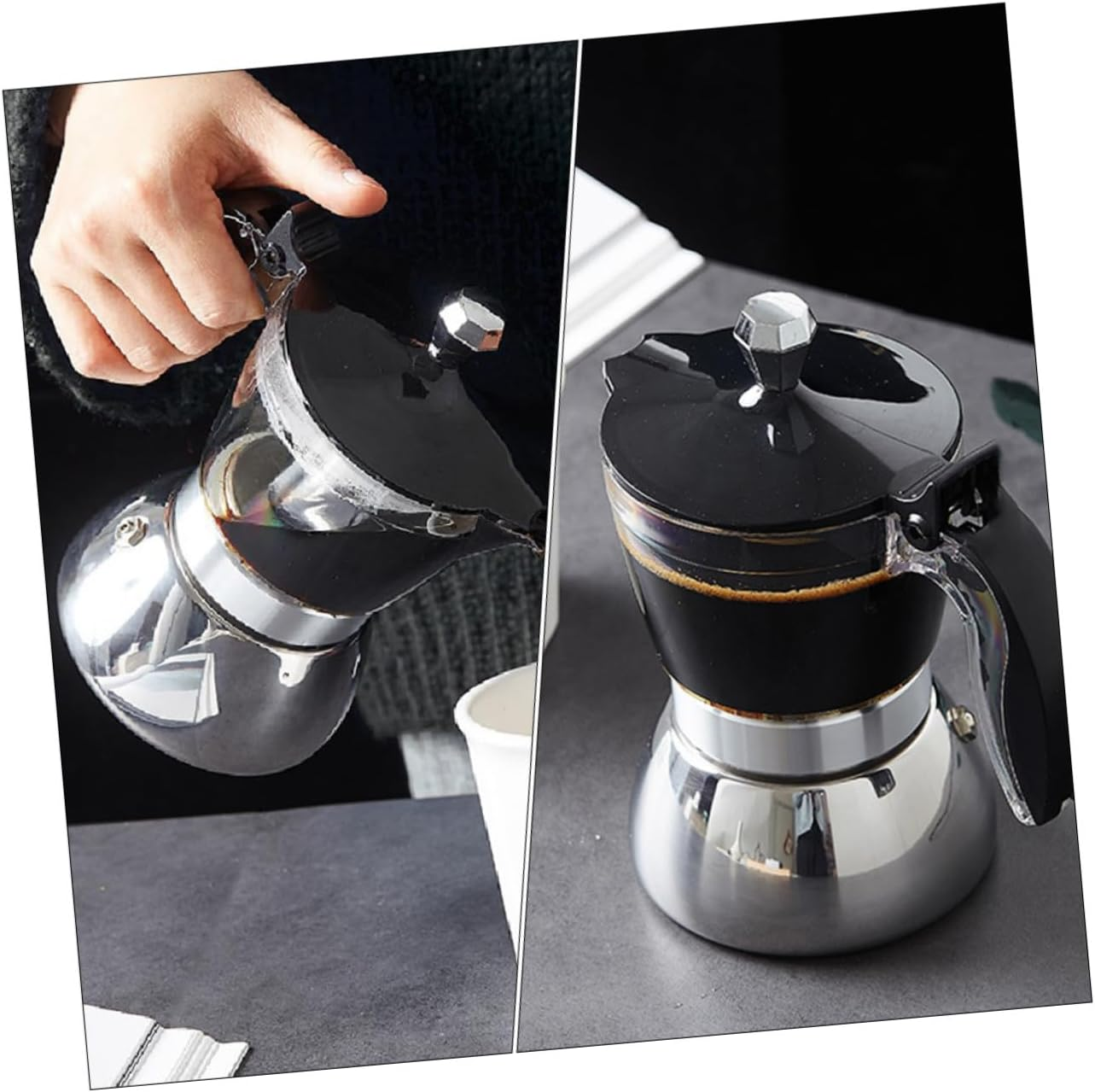 TOPPERFUN Large Capacity Transparent Hand Brewing Coffee Pot with Scald Handle Stainless Steel Espresso Kettle for Home Travel Coffee Shop and Easy to Use image number 6