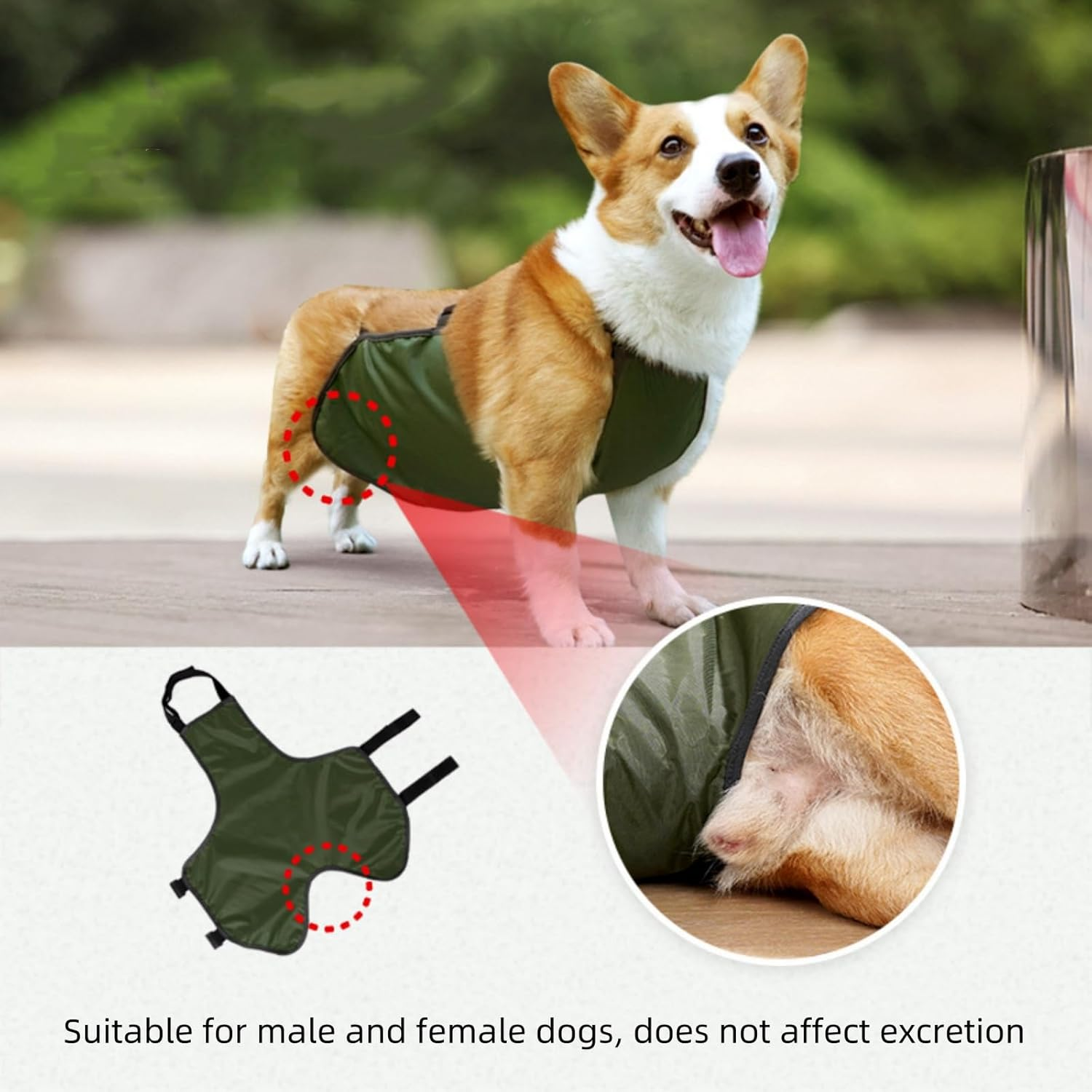 UOSIA Waterproof Corgi Raincoat - Dog Belly Cover & Protector, Breathable, Anti-Dirty image number 3