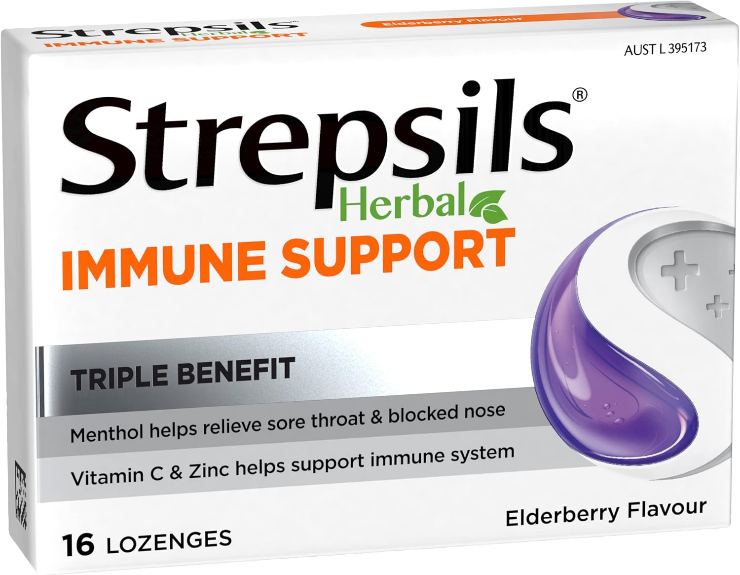 Strepsils Herbal Immune Support Lozenges, Elderberry, 16 Pack image number 5