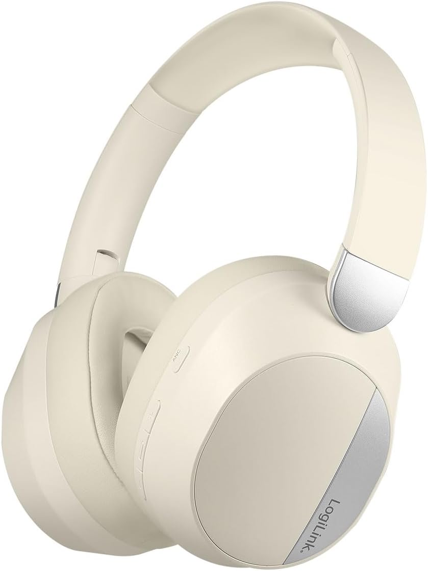 Logilink BT0071C BT 6.0 Gaming Headset with Additional 3.5Mm AUX, ANC (Active Noise Cancellation), 15 Hours Battery Life, Colour: Cream/Silver image number 3