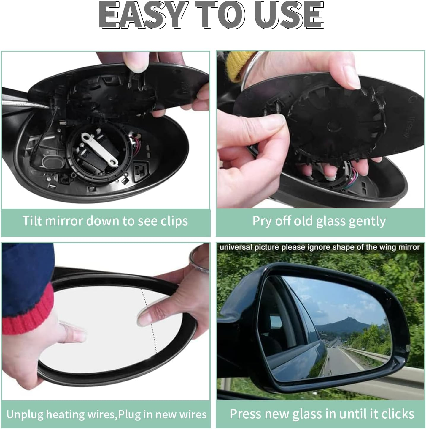 Left Heated Mirror Glass for VW Golf MK7 Jetta &ndash; Quick Defog & Anti-Glare, Clear View Replacement for Safe Driving in Rain & Fog image number 6