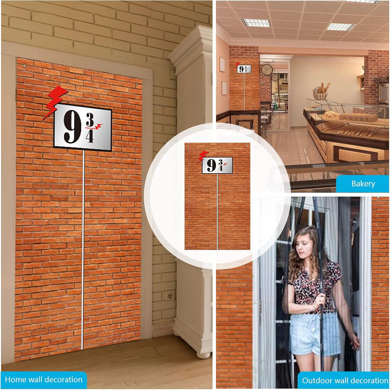 WEDNOK Platform 9 and 3/4 Brick Wall Party Backdrop Magic School Decorative Red Brick Wall Background Banner for Party Decoration Take Photo Indoor Outdoor Children Adult Birthday Gift image number 5