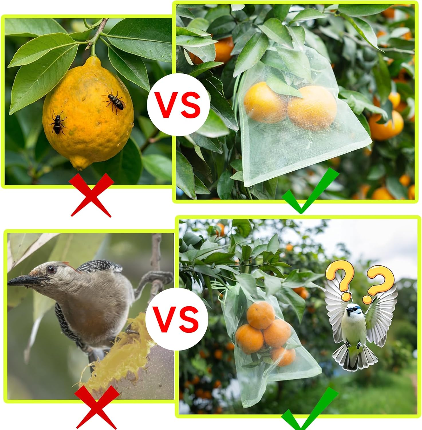 Smilelucky 100PCS Fruit Protection Bags with Drawstring, 15X20Cm Green Organza Produce Bags for Fruit Trees, Mesh Netting for Garden Protection image number 1