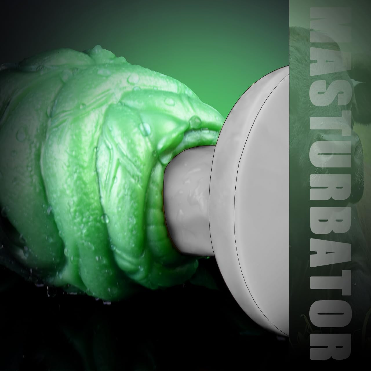 GEEBA Green & Black Mixed Color Male Masturbator,Silicone Made Adult Sex Toys,Textured and Ribbed Tunnel Stroker for Masturbation Pleasure image number 1