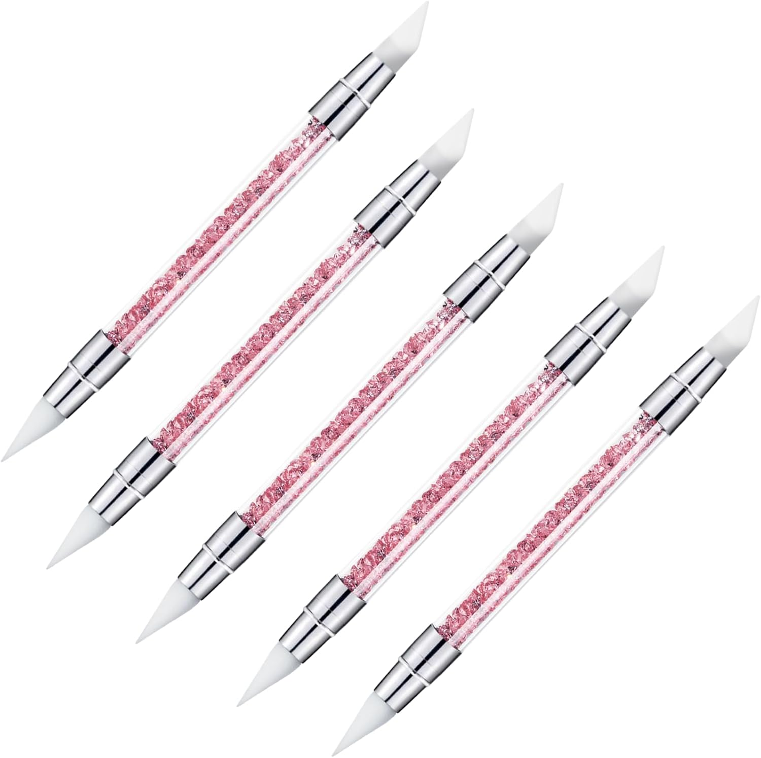 5 Pieces Silicone Brush, Soft Tipped Sculpture Pen, Creative Rhinestone Fingernails Polish Carving Pen, Silicone Manicure Dotting Salon Tool Set for Women