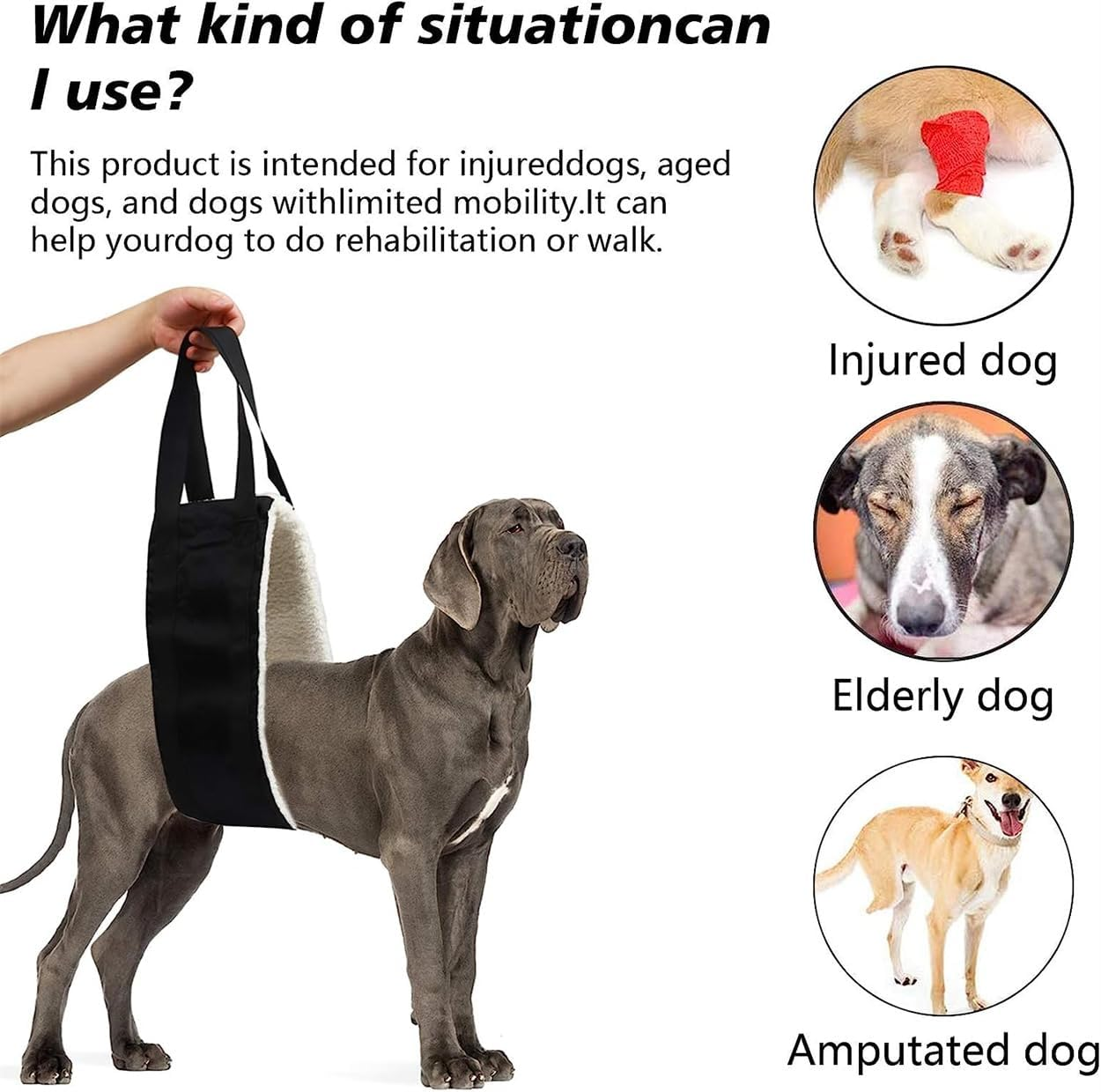 Dog Lift Harness, Dog Sling for Rear Legs, Heavy Duty Dog Lift Harness for Large Dogs, Hip and ACL Brace for Elderly Dogs image number 5