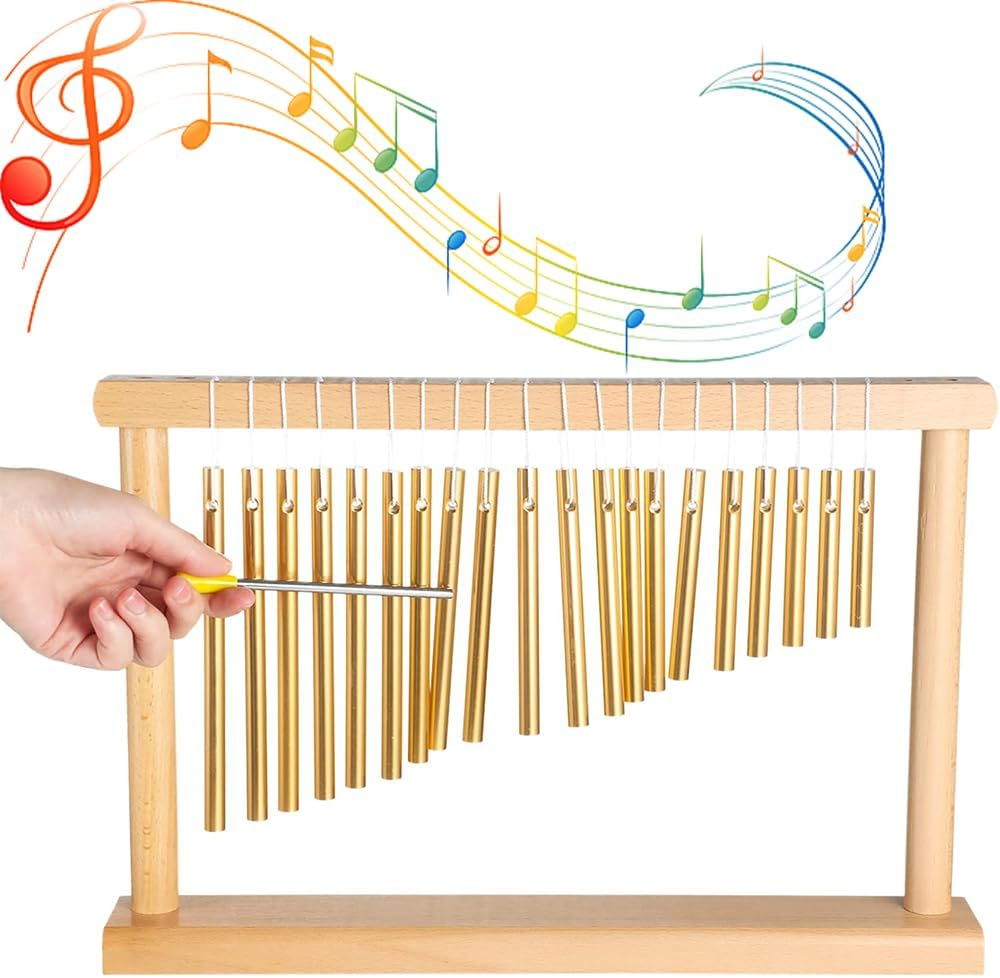 Sound Healing Chimes,Single-Row Table Top Wind Chime,20 Bars Instrument Percussion,Musical Percussion Instrument with Stick,For Teaching Tool,Home Decoration image number 4