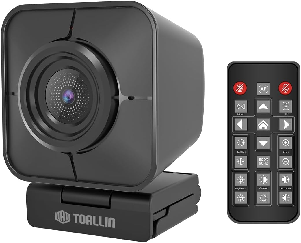 TOALLIN UHD 4K Webcam with Remote Control, 12 Million Pixels, PDAF Auto-Focus, Dual Noise-Reduction Mics, 5X Digital Zoom & Image Mirroring, USB Web Camera for Conferencing/Live-Streaming/Video Calls image number 4
