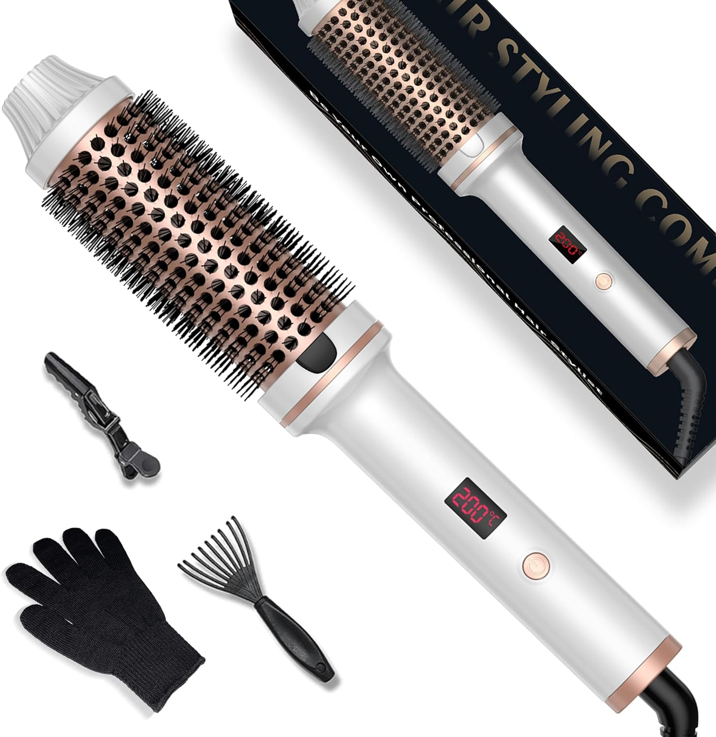 Thermal Brush, 3-In-1 Thermal Brush 38 Mm, LCD Display 120-200&deg;C, Increase Hair Volume, Loose Curls, Straight Hair, Lightweight Compact Size image number 3