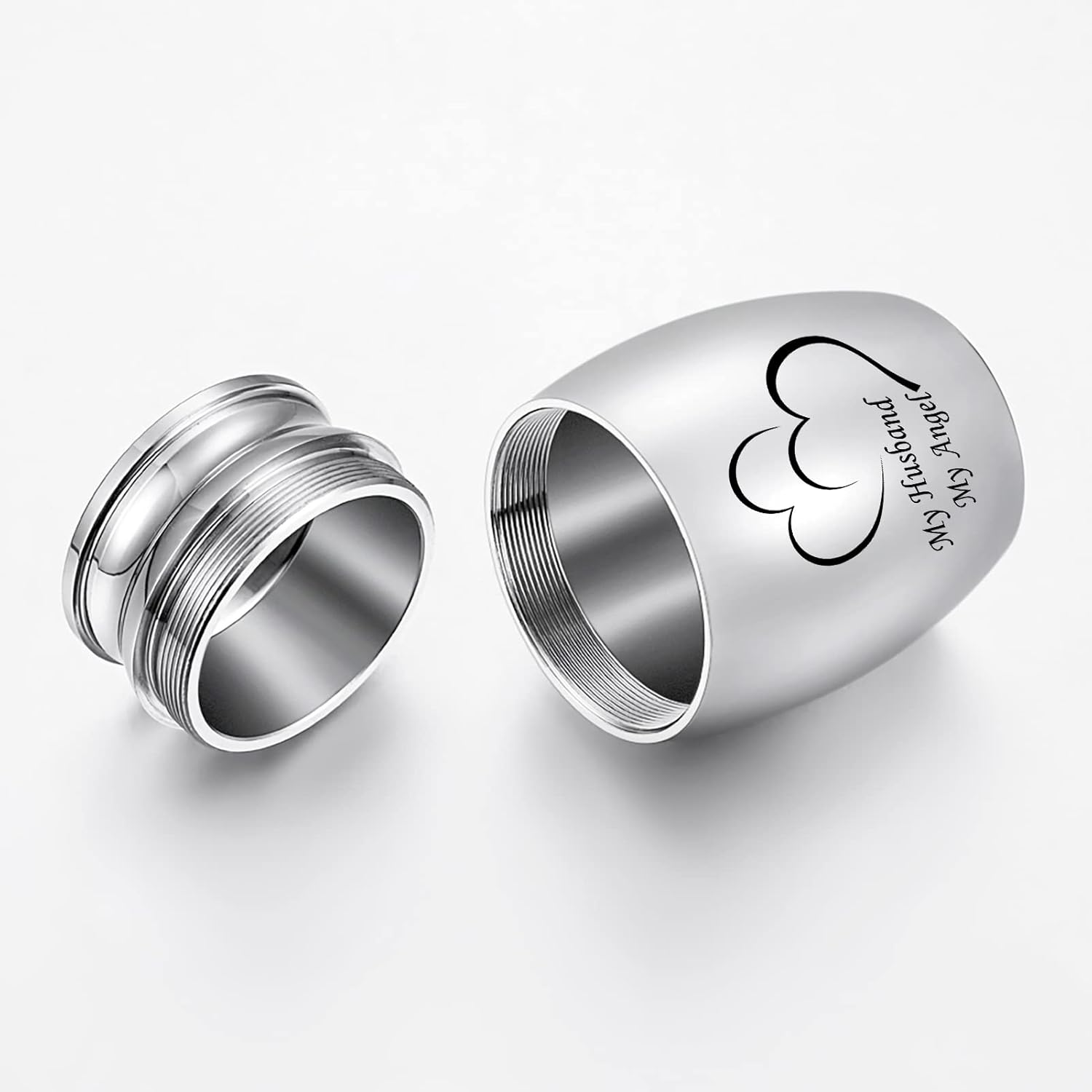 Small Keepsake Urns for Human Ashes Mini Cremation Urns for Ashes Stainless Steel Memorial Ashes Holder-My Husband My Angel image number 4