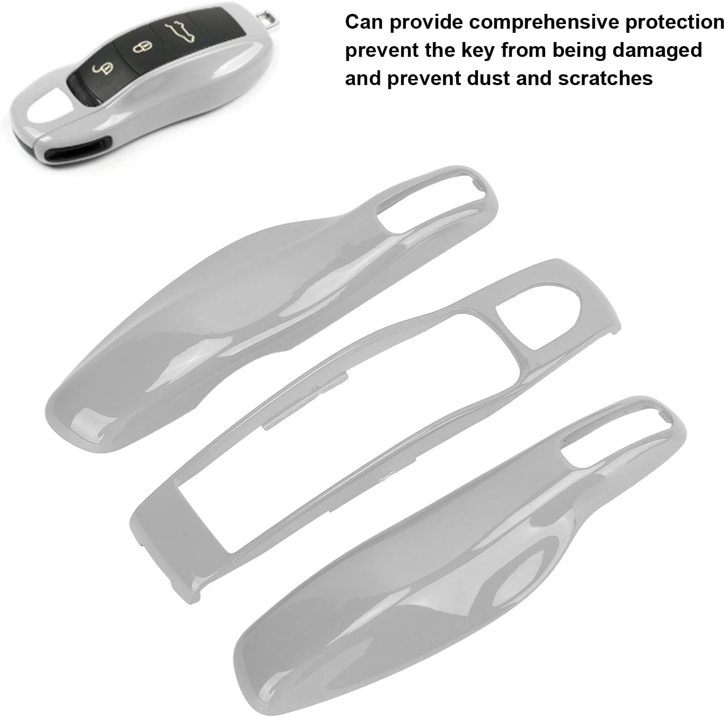 Key Fob Shell Cover for Porsche 911 & 718 - Durable Protective Car Key Case Replacement, Easy Installation (Grey) - Charcoal Grey image number 5
